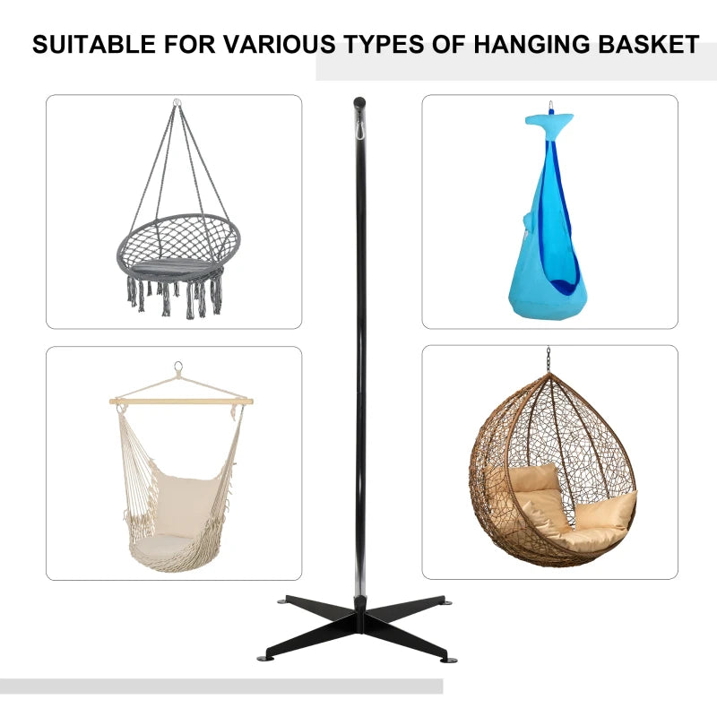 360° Hammock Chair Stand Only Heavy Duty Metal CStand Indoor or Outdoor, Outsunny