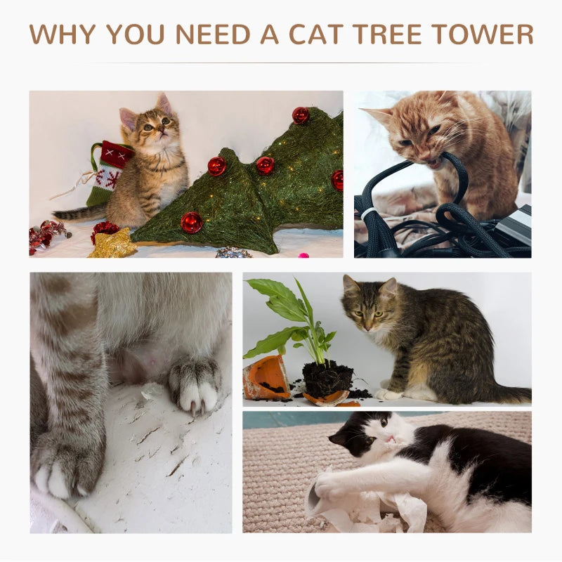 Cat Tree Scratcher Kitty Activity Play Center Post 2 Perch | Hanging Sisal Rope