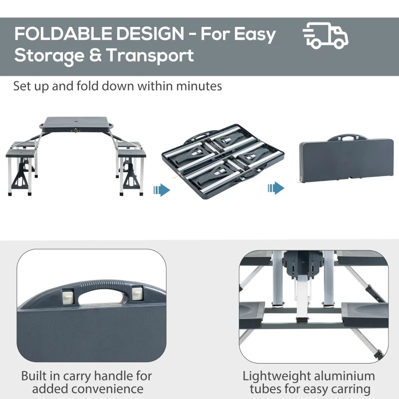 Outsunny Portable c 4 Seat Chair Foldable Outdoor Garden BBQ Party