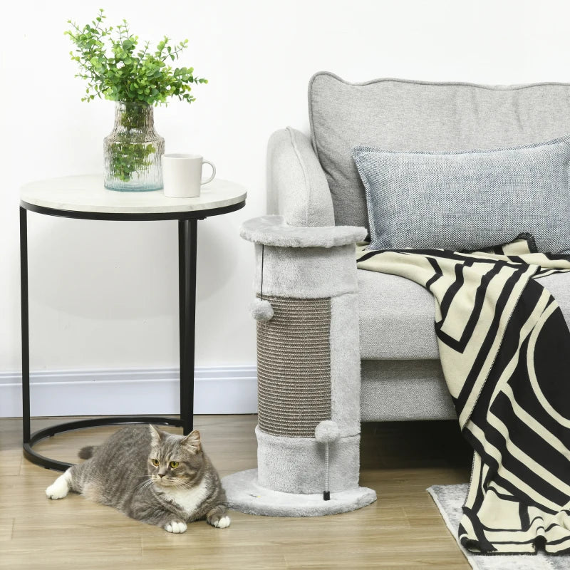 PawHut Corner Cat Scratching Post for Wall w/ Covered Plush,Sisal Rope,Toy Balls