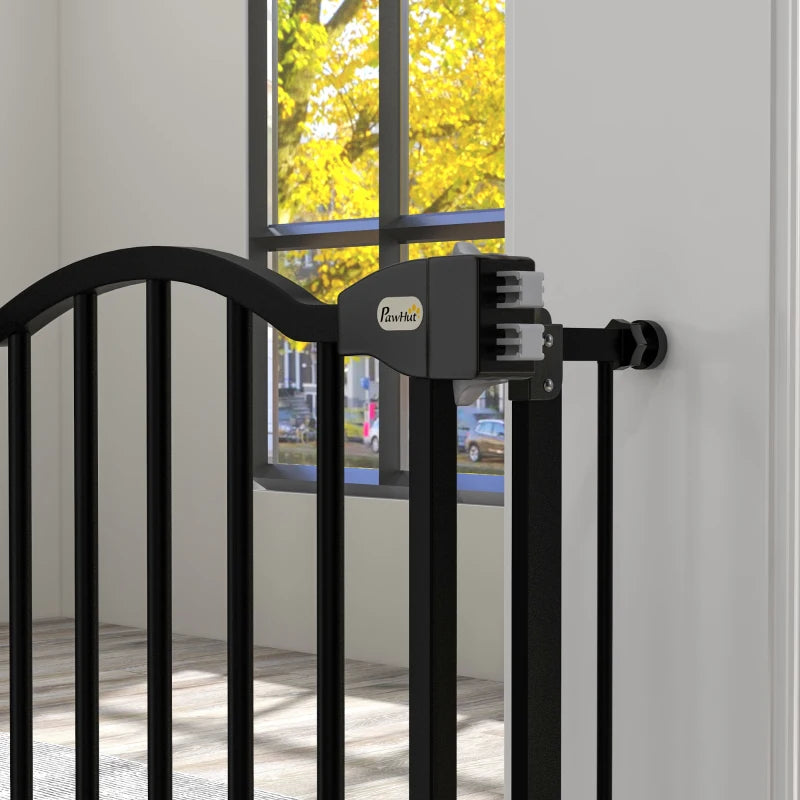 74-94 cm 2-Sided Adjustable,AutoClose Metal Pet Safety Gate Barrier PawHut Black