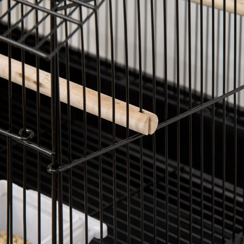 Pawhut Metal Bird Cage with Plastic Perch Food Container Handle New | Black 1 Pcs