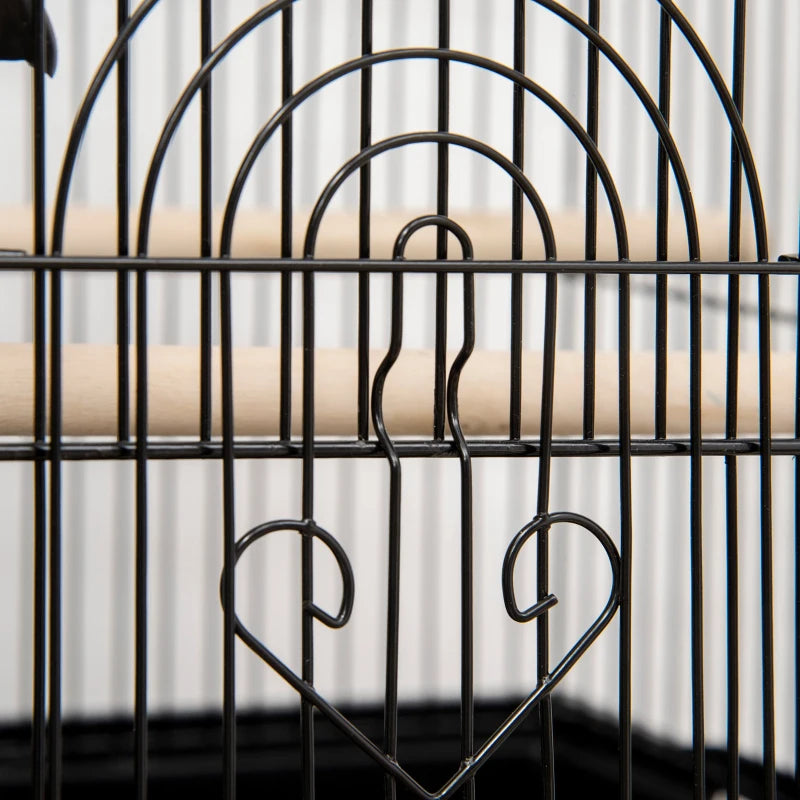 Pawhut Metal Bird Cage with Plastic Perch Food Container Handle New | Black 1 Pcs