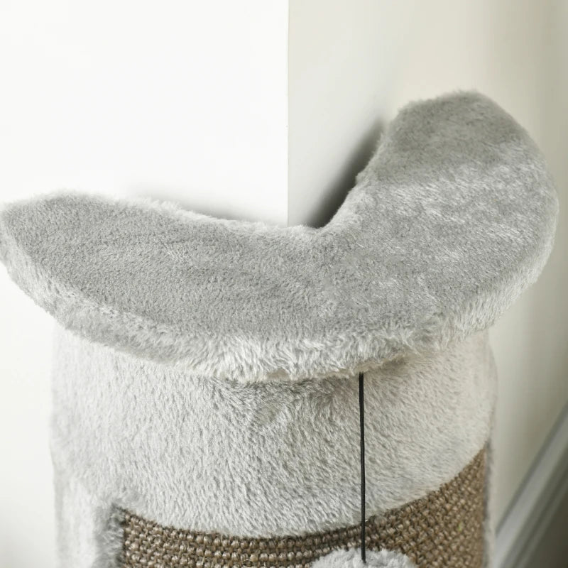 PawHut Corner Cat Scratching Post for Wall w/ Covered Plush,Sisal Rope,Toy Balls